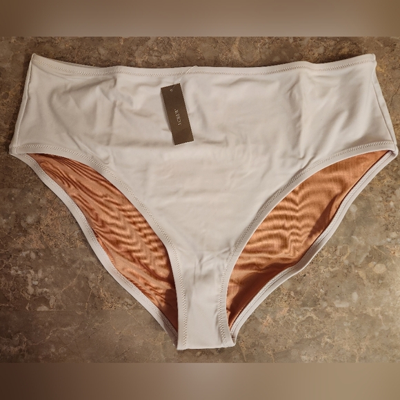 XXL J.Crew Swim High Rise Full Coverage Bikini Bottom WHITE - Picture 1 of 5